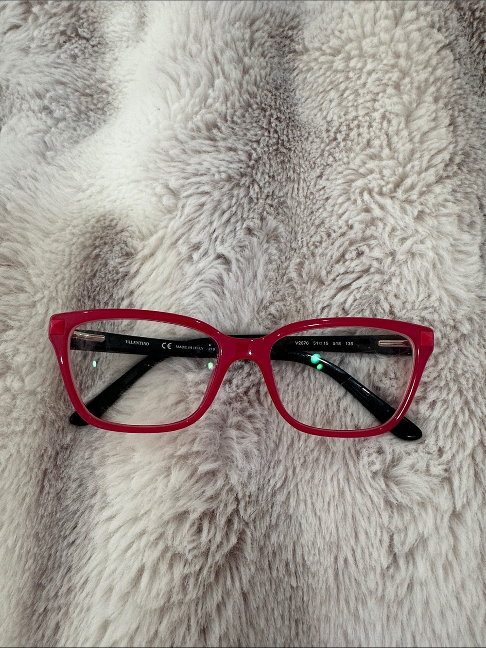 Valentino Pink Rectangular Women's Optical Glasses with Black Temples